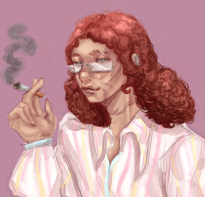 Rendered sketch commission for Overthink101 in Toyhouse